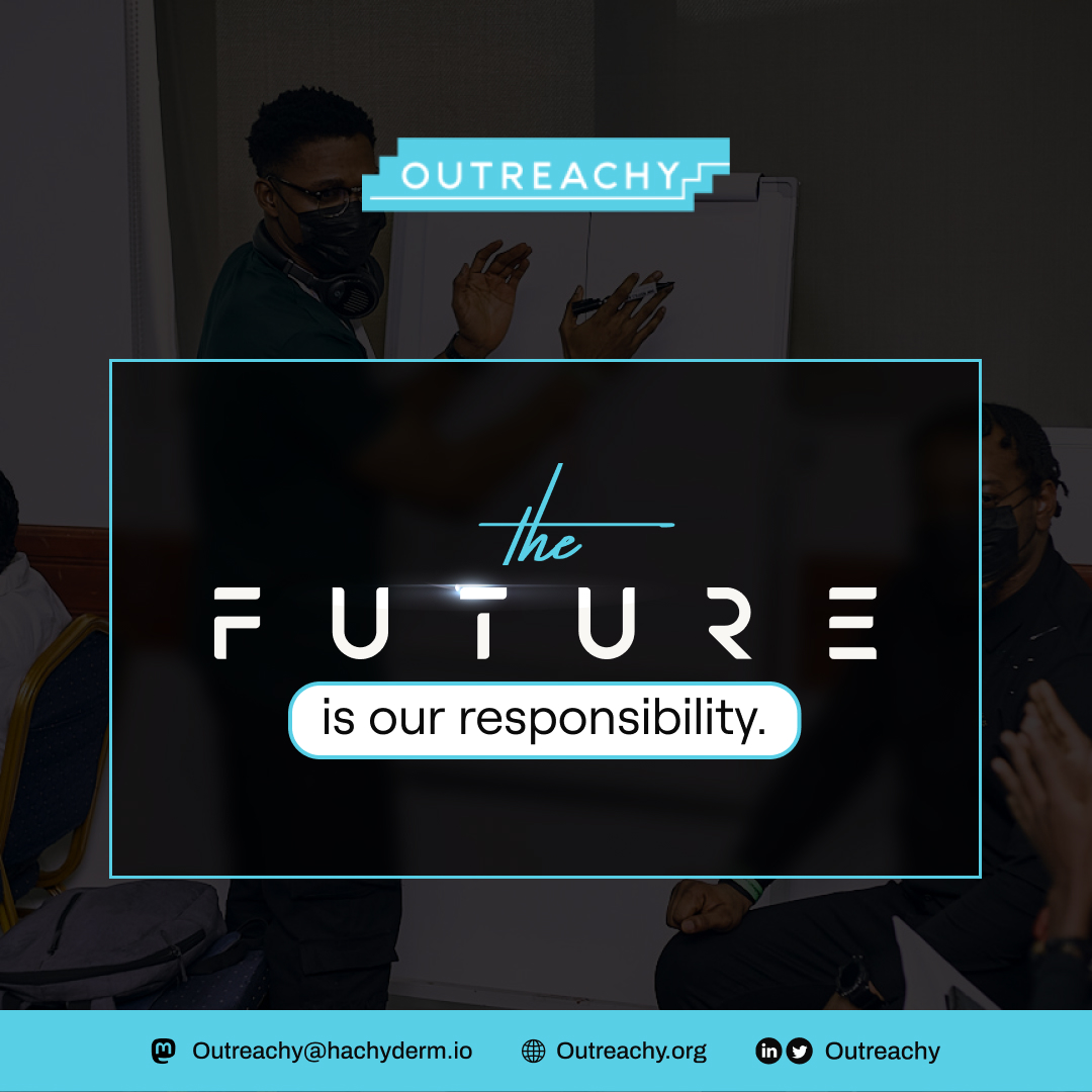 Outreachy 1000 interns celebration image showcasing alums with the message 'The Future is our Responsibility'